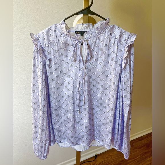 Maje bow print lilac blouse - Picture 1 of 2